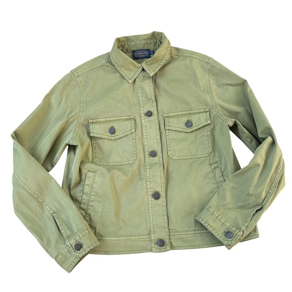 Pendleton Trucker Canvas Cropped Jacket Olive Green, Size Small Petite - Picture 1 of 8
